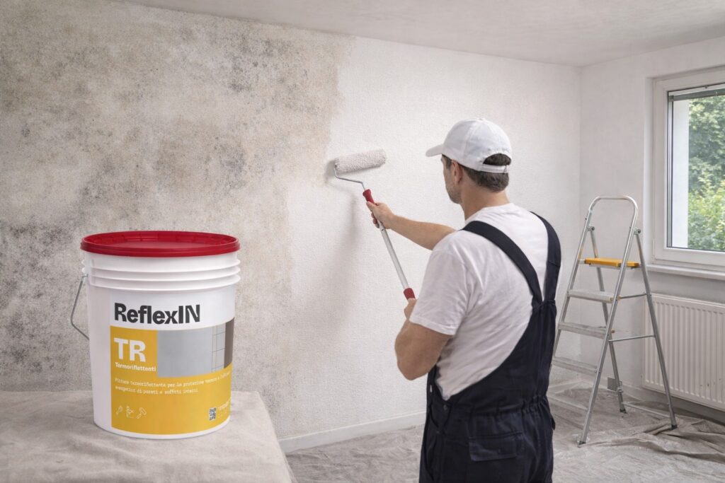 pittura termica antimuffa Nanocubo Reflex In applicata su parete interna per eliminare muffa e condensa